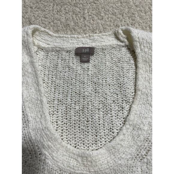 J. Jill Textured Scoop Neck Sweater Womens XL 3/4 Sleeve White Open Knit - Picture 7 of 8